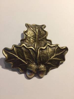 Wild boar Trophy brass mount oak leaf